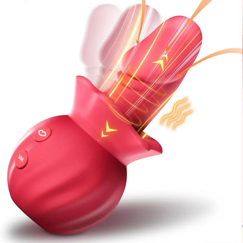 Rose Anal Vagina Retractable Vibrating Dildo