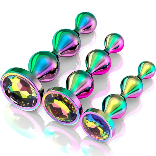 Metal Anal Plug Set – 3 Sizes with Jewel Design