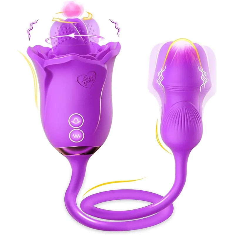 Purple Rose 3-in-1 Licking & Vibration Pleasure Toy