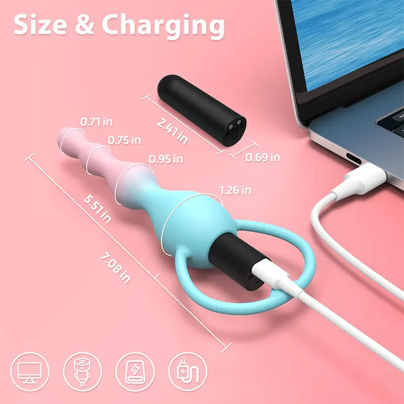 Flexible Silicone Vibrating Pleasure Anal Beads