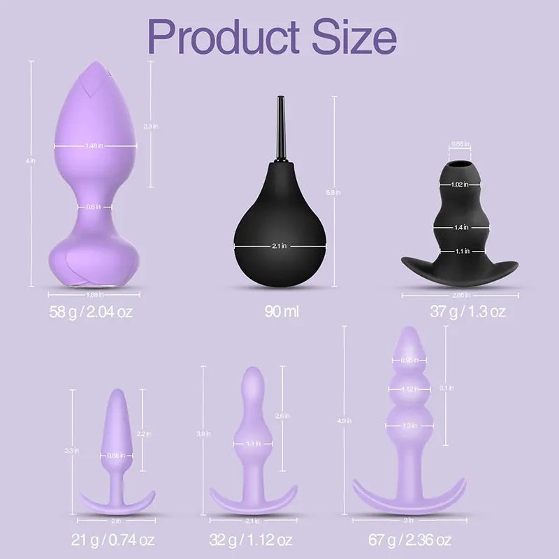 6-Piece Anal Kit with Vibrating Plug & Remote – Body-Safe Silicone