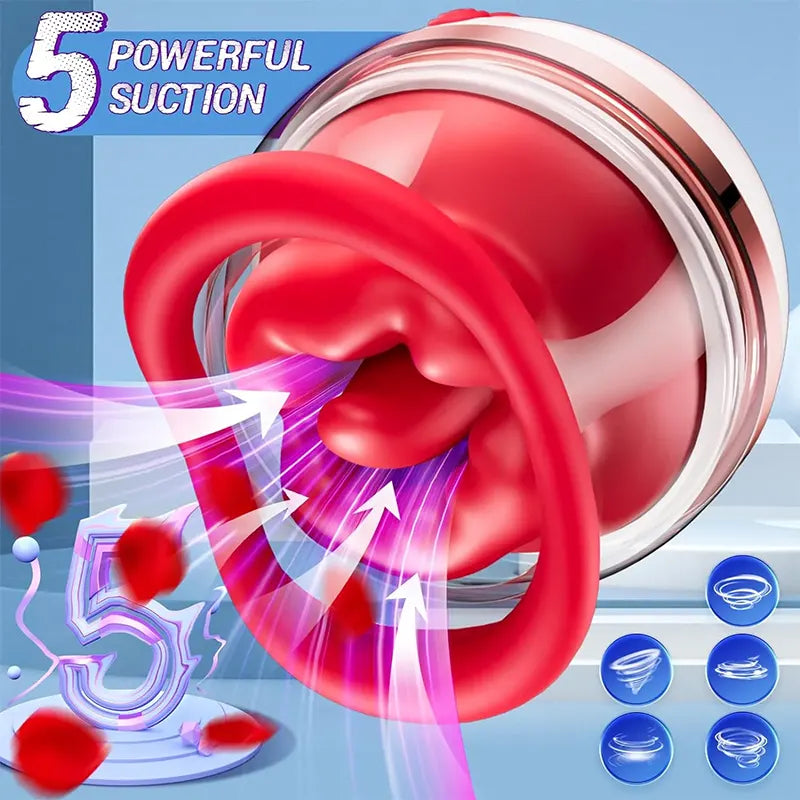 3 in 1 Rose Clitoris and Tongue Sucking Vibrator