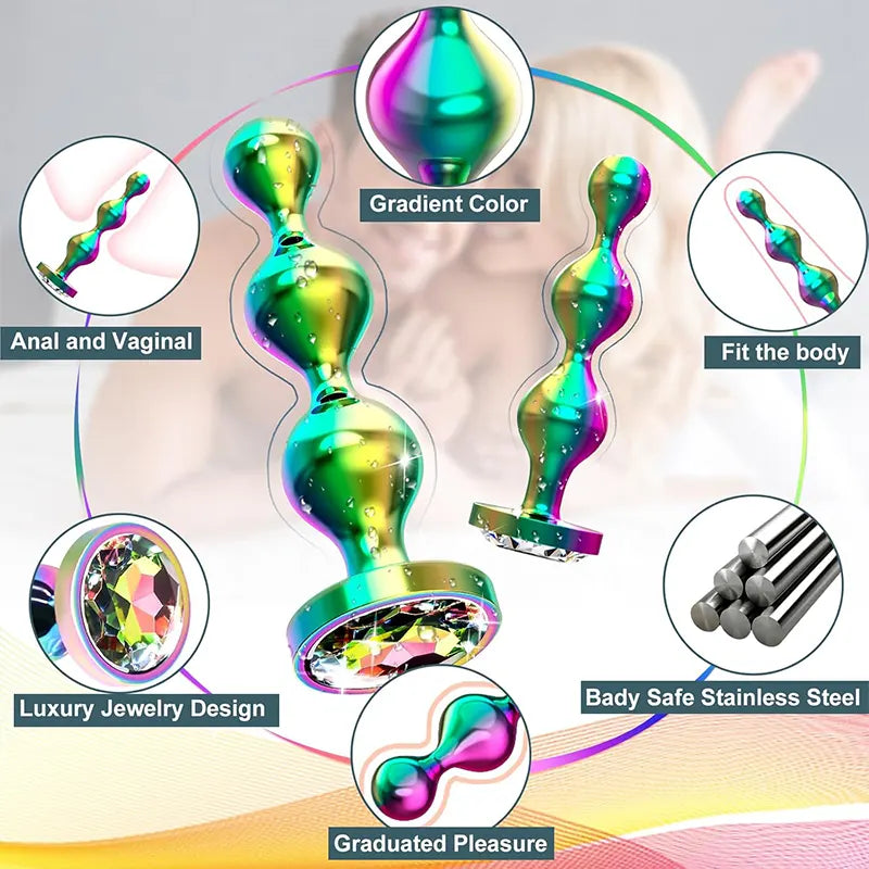 Metal Anal Plug Set – 3 Sizes with Jewel Design