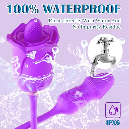 Purple Rose 3-in-1 Licking & Vibration Pleasure Toy