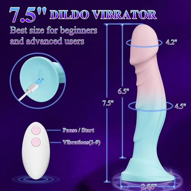Sensation Wave Gradient Silicone Dildo with Suction Cup