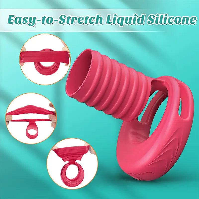 APP Elastic Sleeve Vibrating Pleasure Penis Ring