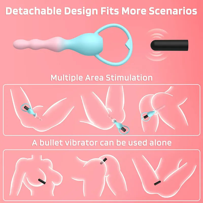 Flexible Silicone Vibrating Pleasure Anal Beads