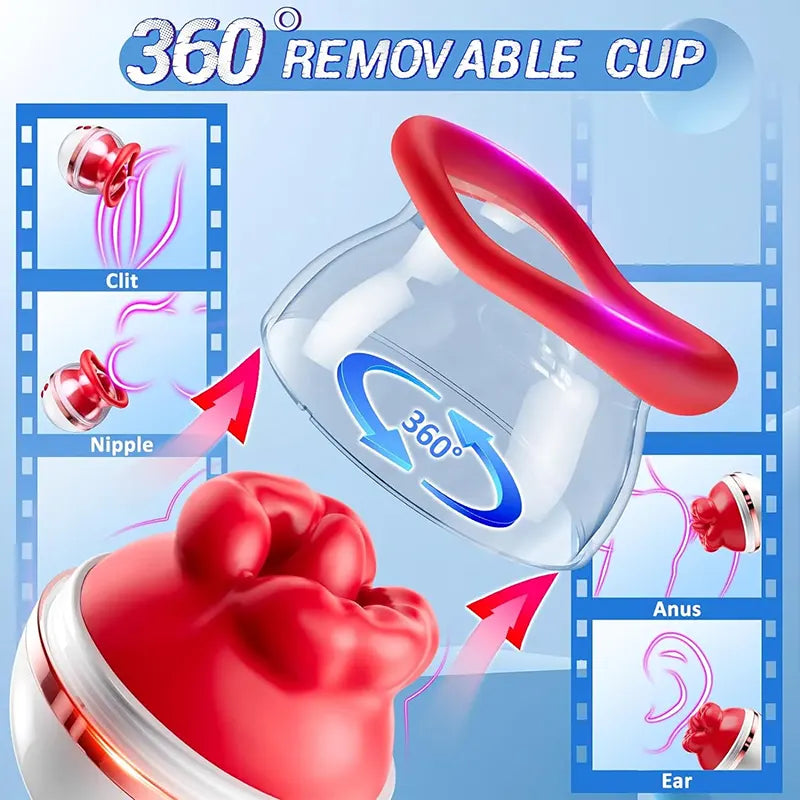 3 in 1 Rose Clitoris and Tongue Sucking Vibrator