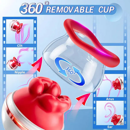 3 in 1 Rose Clitoris and Tongue Sucking Vibrator
