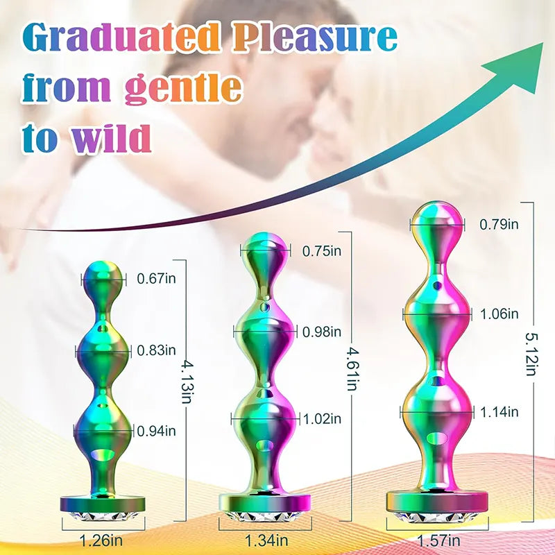Metal Anal Plug Set – 3 Sizes with Jewel Design