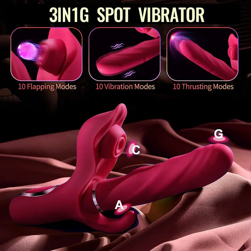 3-in-1 Rabbit Vibrator with Thrusting, Heating & Dual Motors