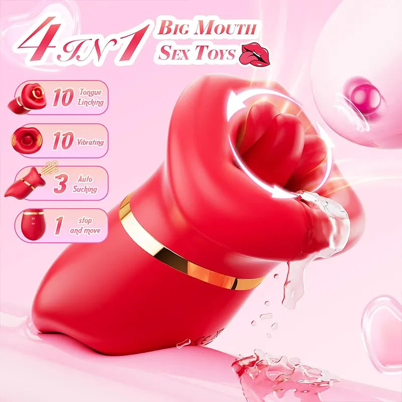 4-in-1 Rose Oral Clitoral Tongue Vibrator