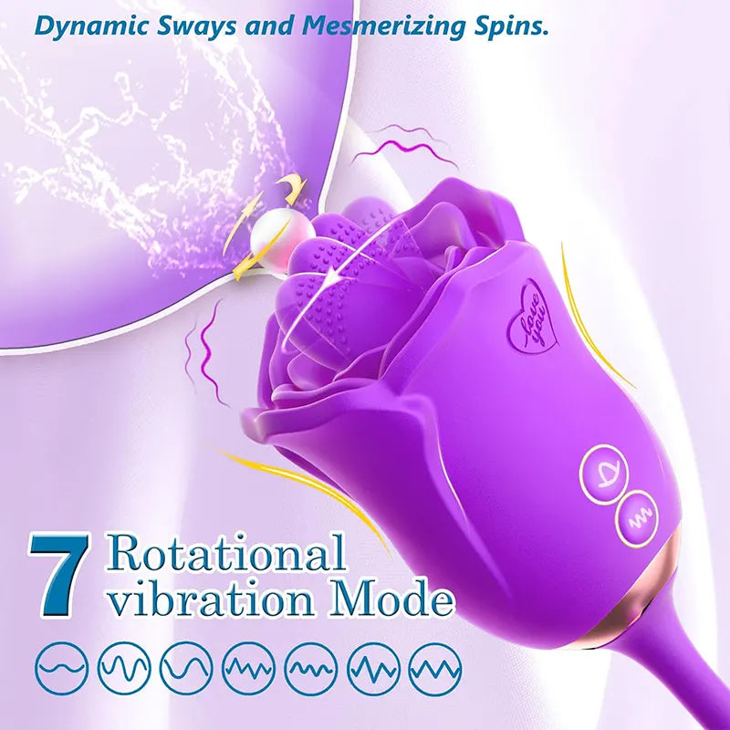 Purple Rose 3-in-1 Licking & Vibration Pleasure Toy