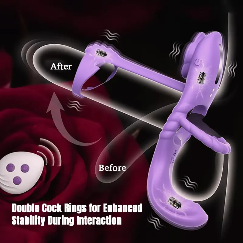 Purple Rose Semen Locking Vibrating Cock Ring