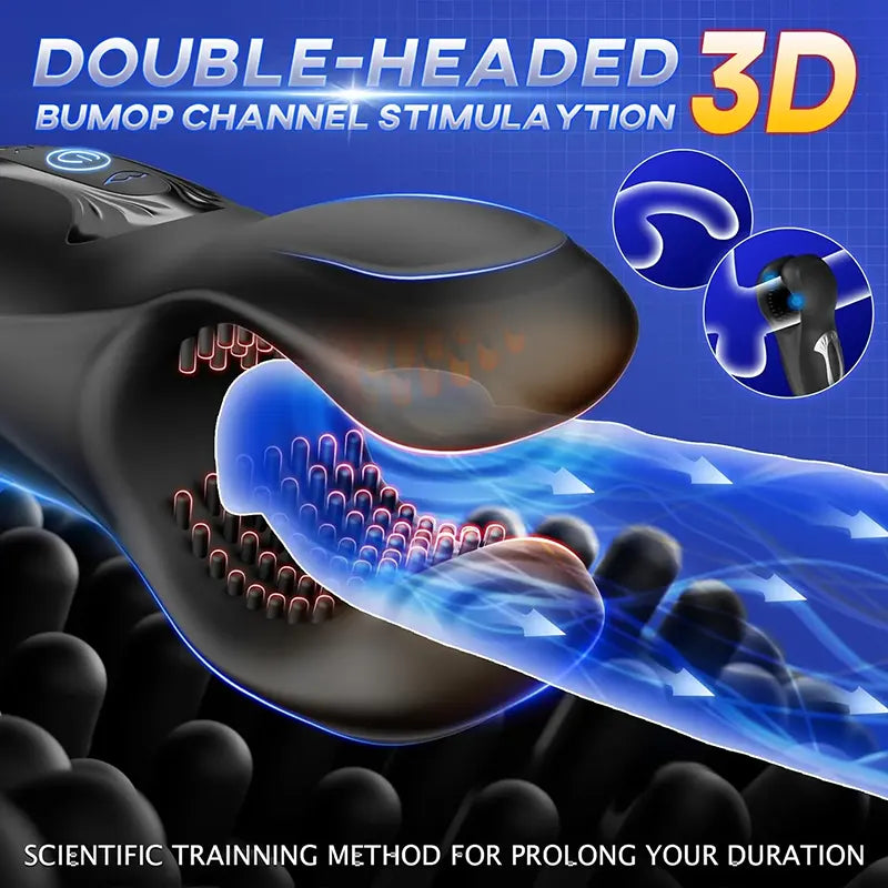 Dual-Head Bite Pellet Male Masturbator Cup