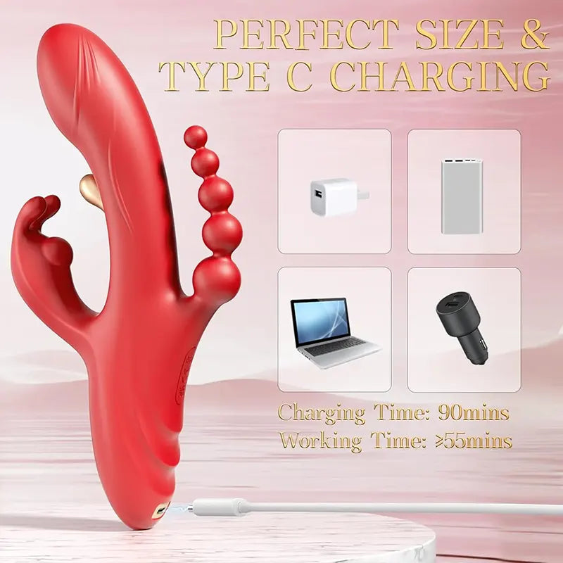 PleasureMax 4-in-1 Vibrating Anal & Vaginal Dildo with Suction