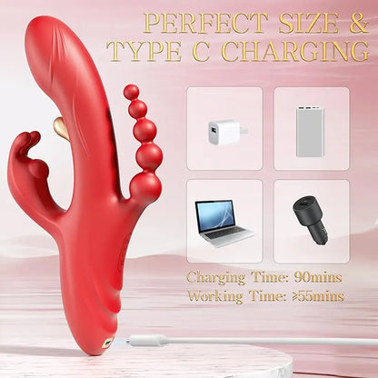 PleasureMax 4-in-1 Vibrating Anal & Vaginal Dildo with Suction