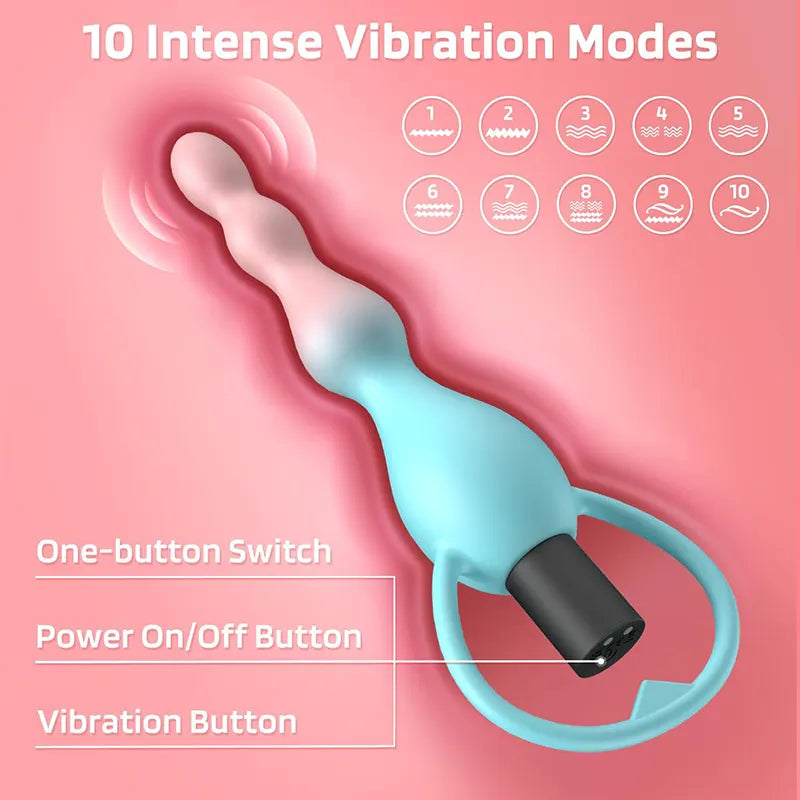 Flexible Silicone Vibrating Pleasure Anal Beads