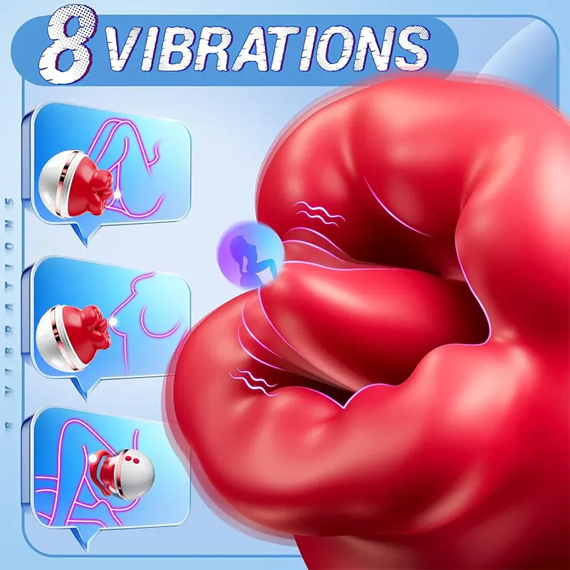 3 in 1 Rose Clitoris and Tongue Sucking Vibrator