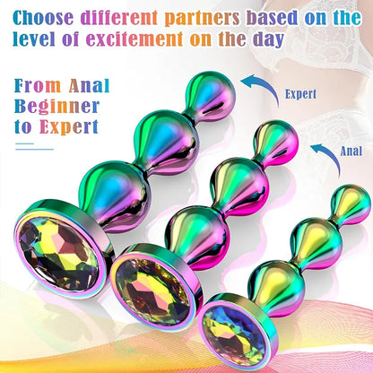 Metal Anal Plug Set – 3 Sizes with Jewel Design
