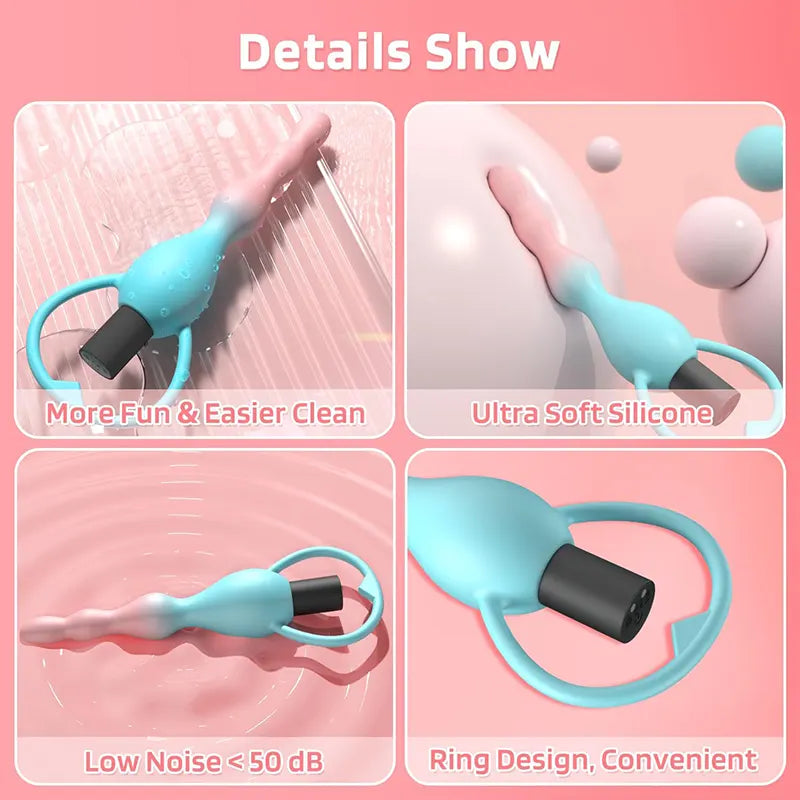Flexible Silicone Vibrating Pleasure Anal Beads