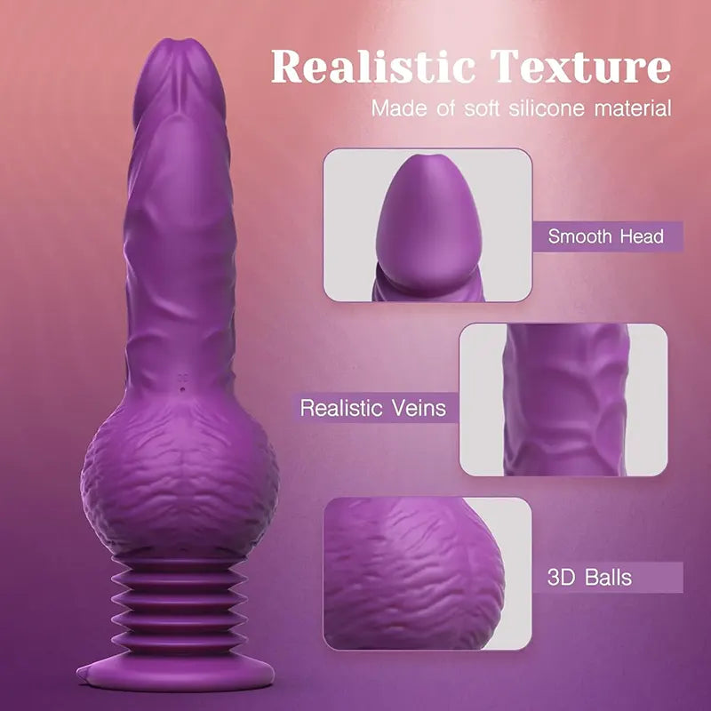 Remote Control Push In Vibrating Silicone Dildo