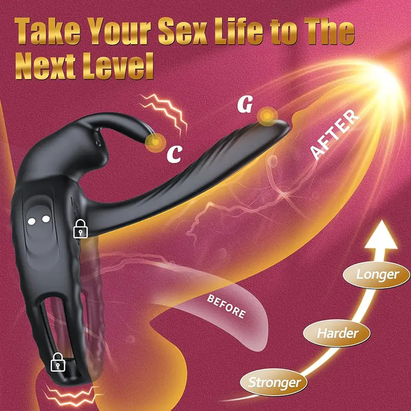 Passion Pulse Couple's Vibrator Sleeve with Rabbit Clitoris Stimulator