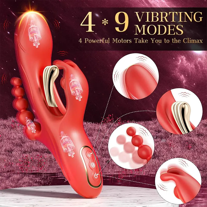 PleasureMax 4-in-1 Vibrating Anal & Vaginal Dildo with Suction