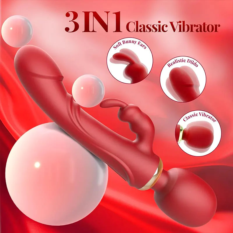3-in-1 Dual Head G-Spot Clitoral Pleasure Vibrator